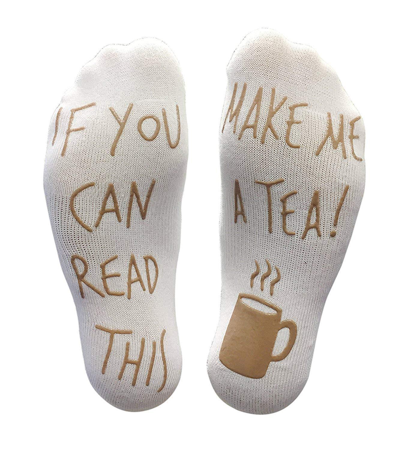 IF YOU CAN READ THIS MAKE ME A TEA Epoxy Letter Cotton Socks Novelty Socks